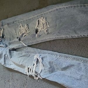 American eagle, ripped blue jeans